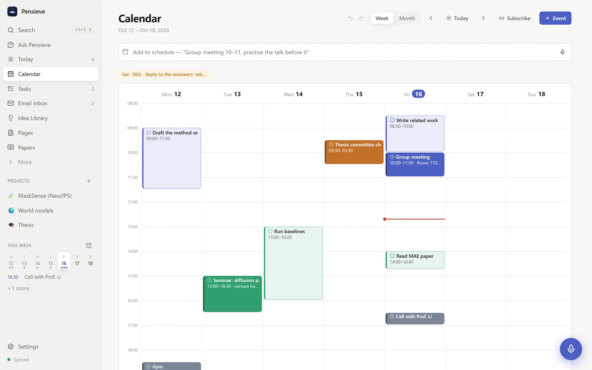 The calendar