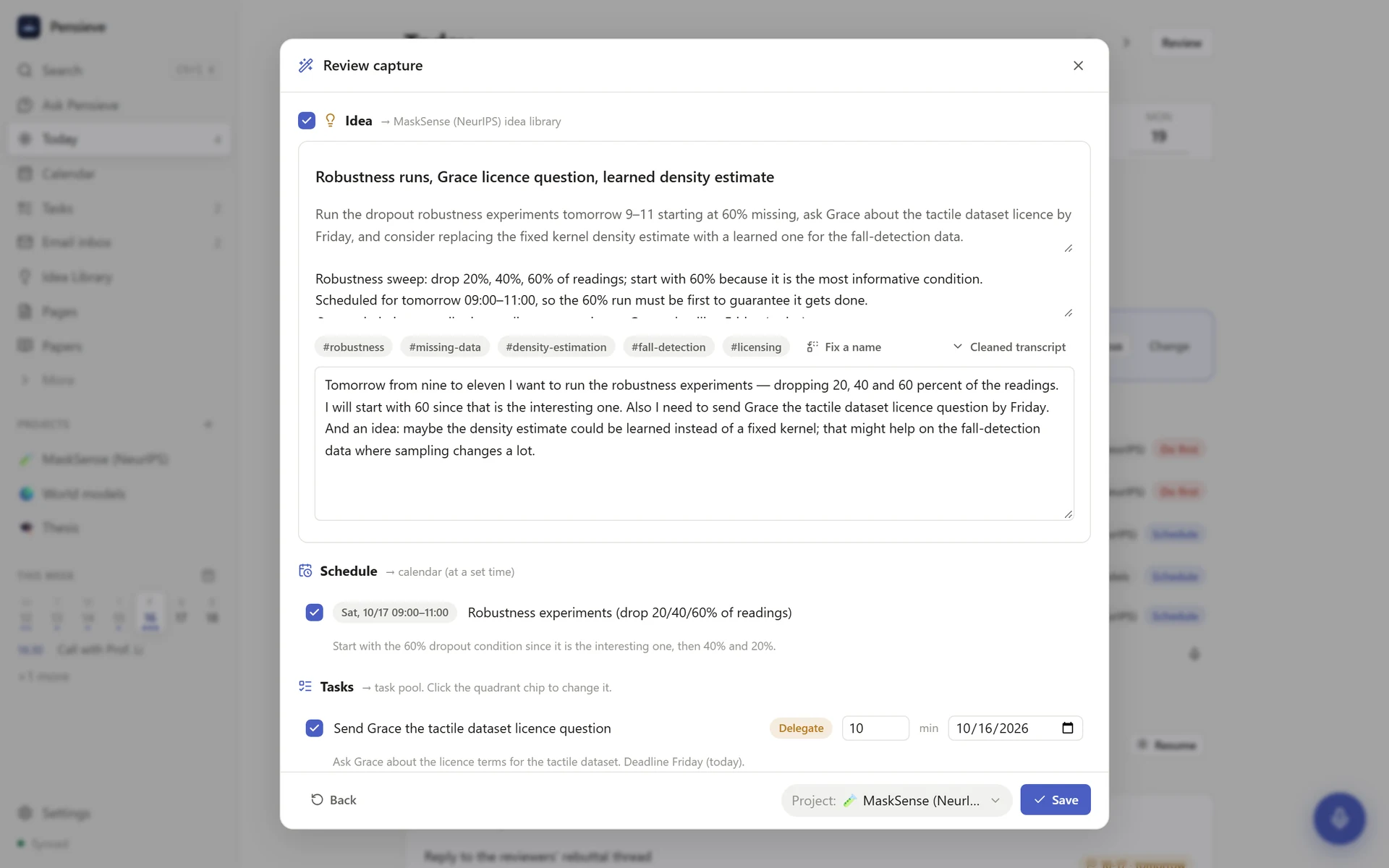 A voice note sorted by AI