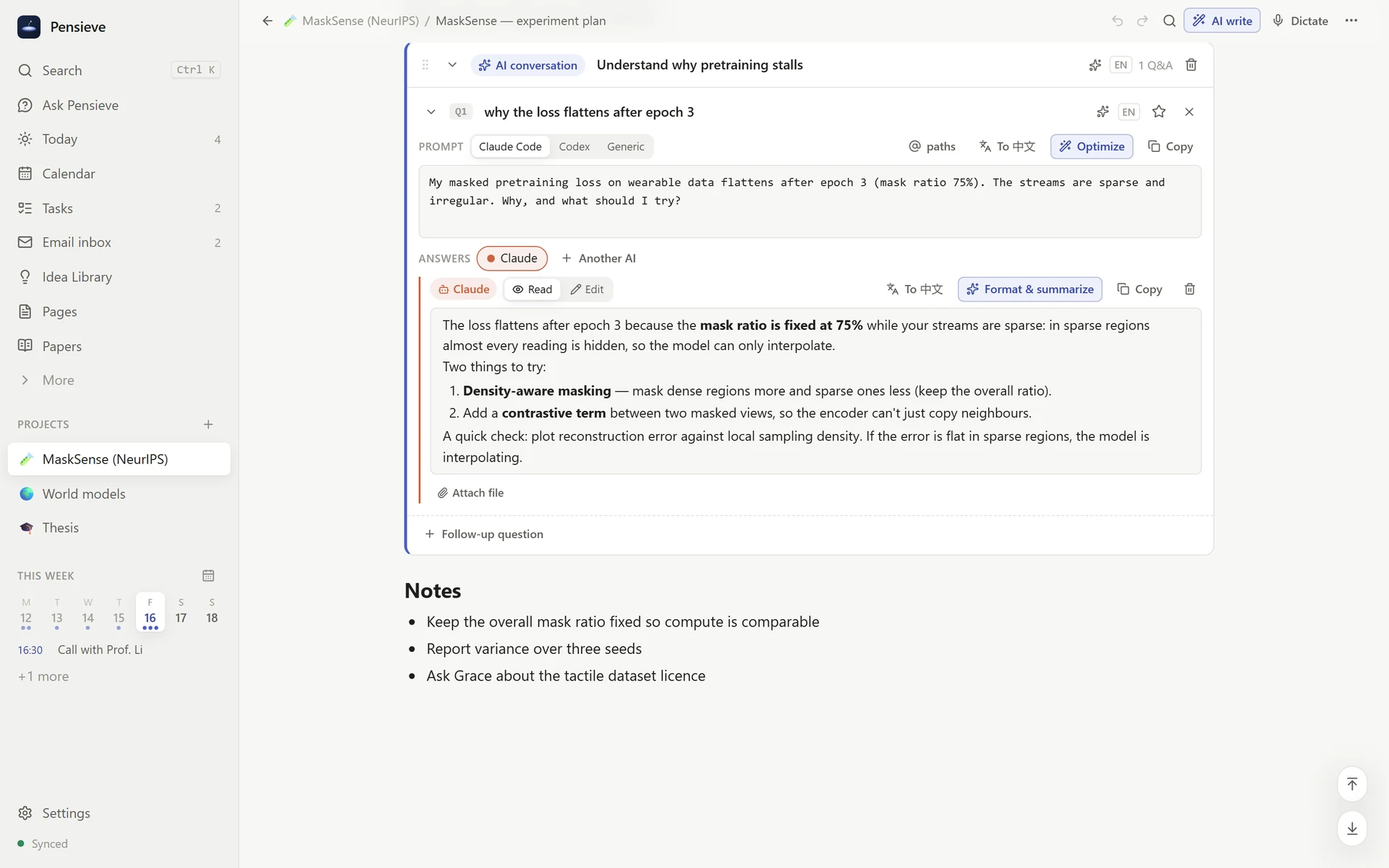 An AI conversation in a page