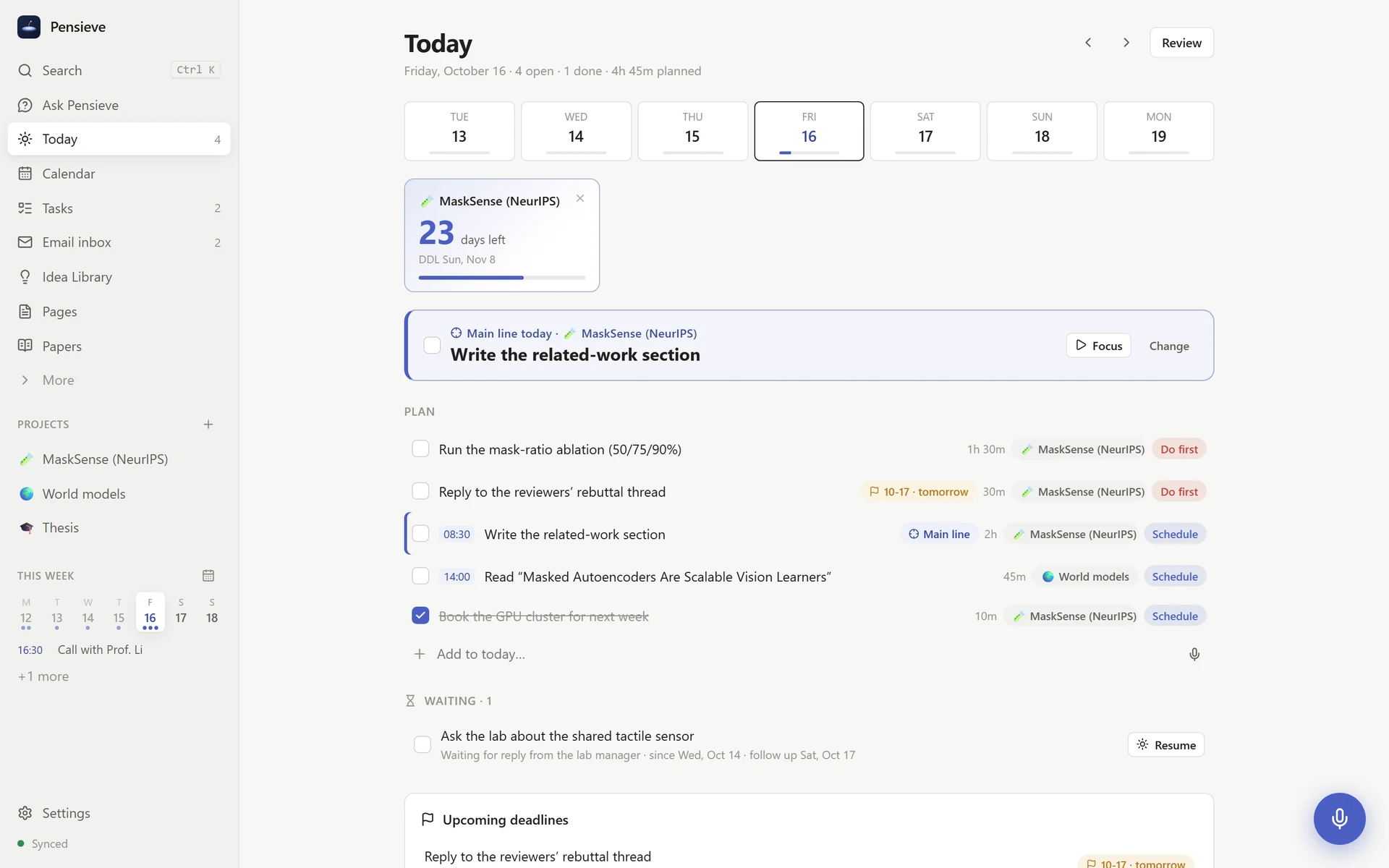 Pensieve: the Today view
